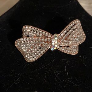 Rose gold toned gem encrusted bow hair clip NEW GIFTABLE